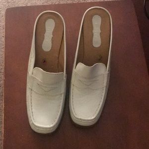 White Leather Mules
